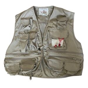 WOODFIELD Vintage Tan Utility Hunting Fishing Photography Tactical Vest‎ Large